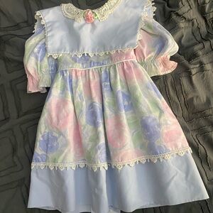 Gymboree Blue and Pink Babydoll Dress with Puff Sleeves